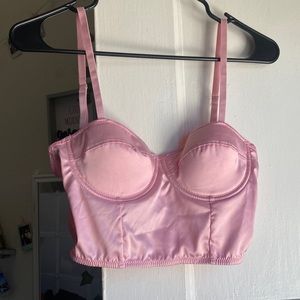 Pink bustier crop top